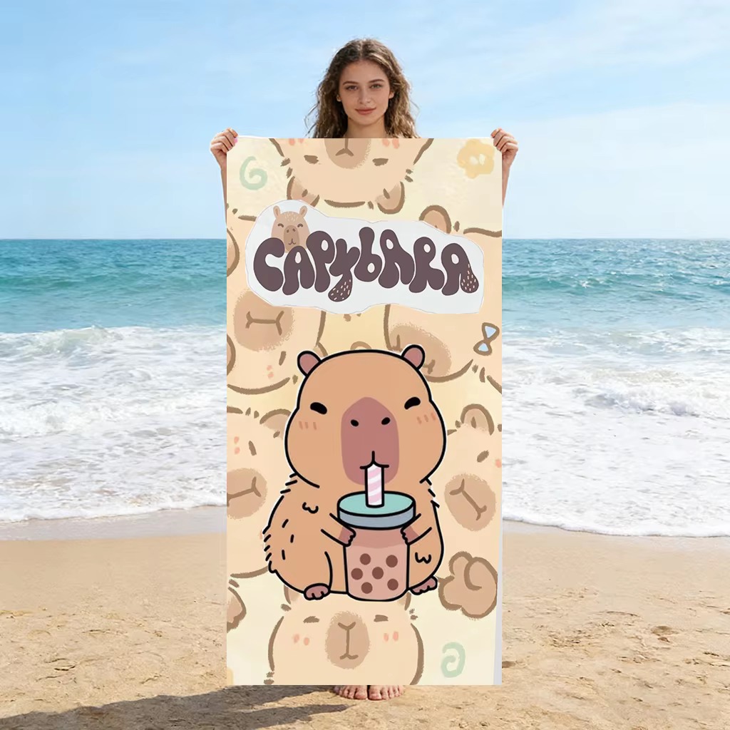 Towel Small Sport - Capybara Cartoon Quick-Drying Beach Towel Small