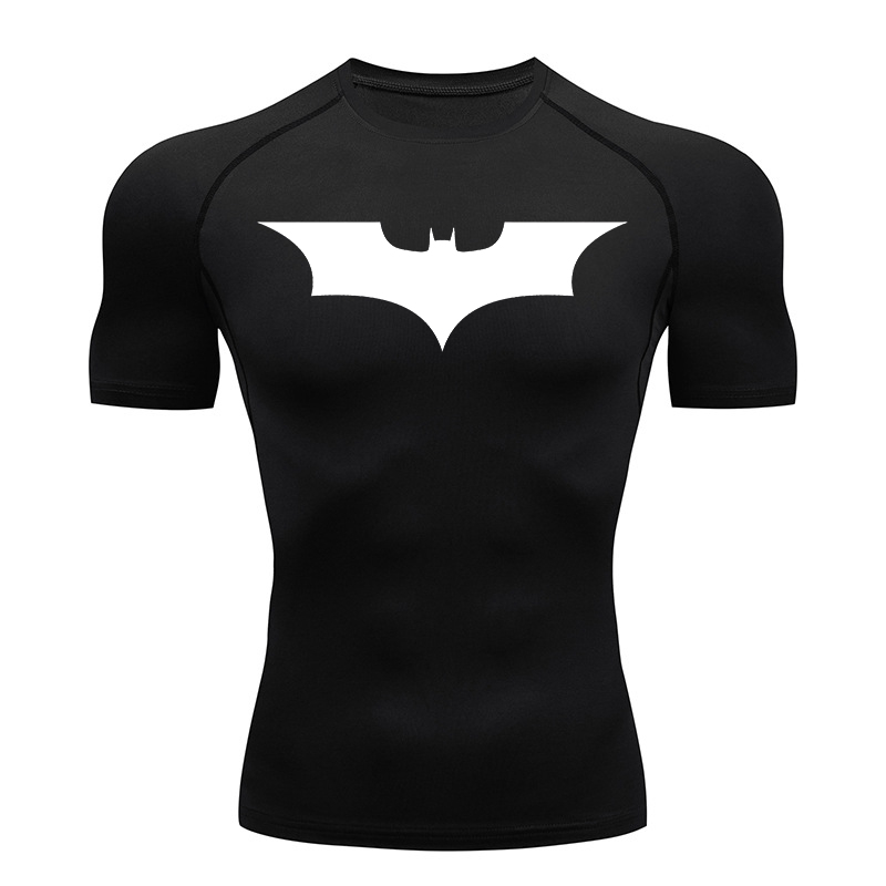 T Shirt Dry Fit - Bat Print Compression Shirts for Men